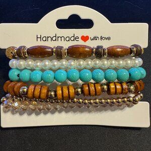 ✨ Handmade Multi-Layer Beaded Bracelet Set – Boho Chic Style ✨